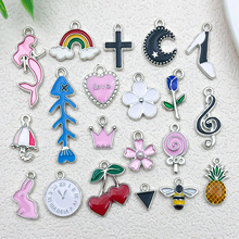 卡通滴油白k十字架爱心音符吊坠diy钥匙扣项链合金挂件饰品配件