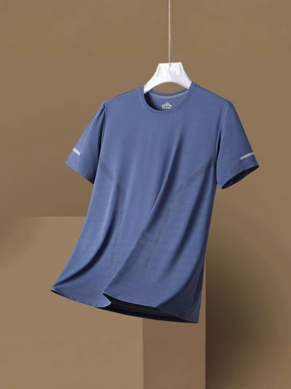 クールアイスシルク Tシャツメンズ半袖貿易新作夏薄手速乾通気性半袖メンズルーズトップ|undefined