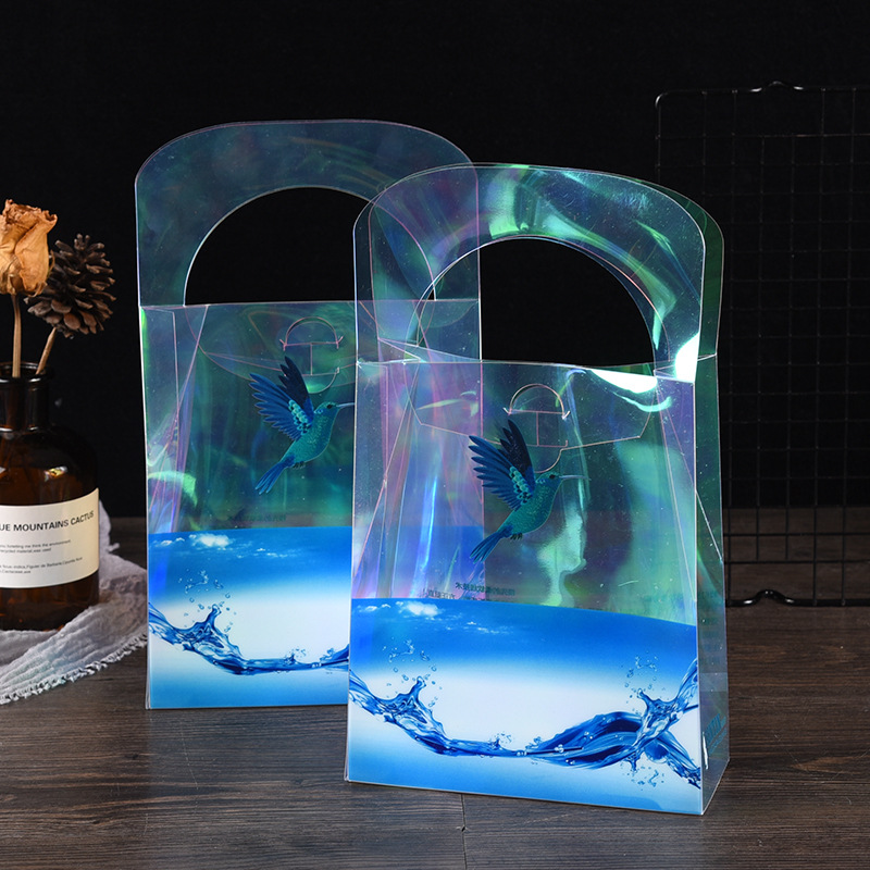 pp镭射手提袋定 制pvc塑料磨砂礼品袋 透明pet伴手礼包装袋批发