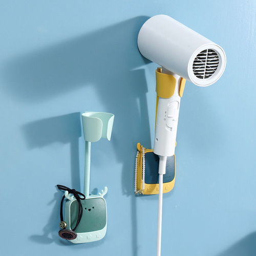 Thickened hole-free bathroom hairdryer holder wall-mounted storage shelf hairdryer rack