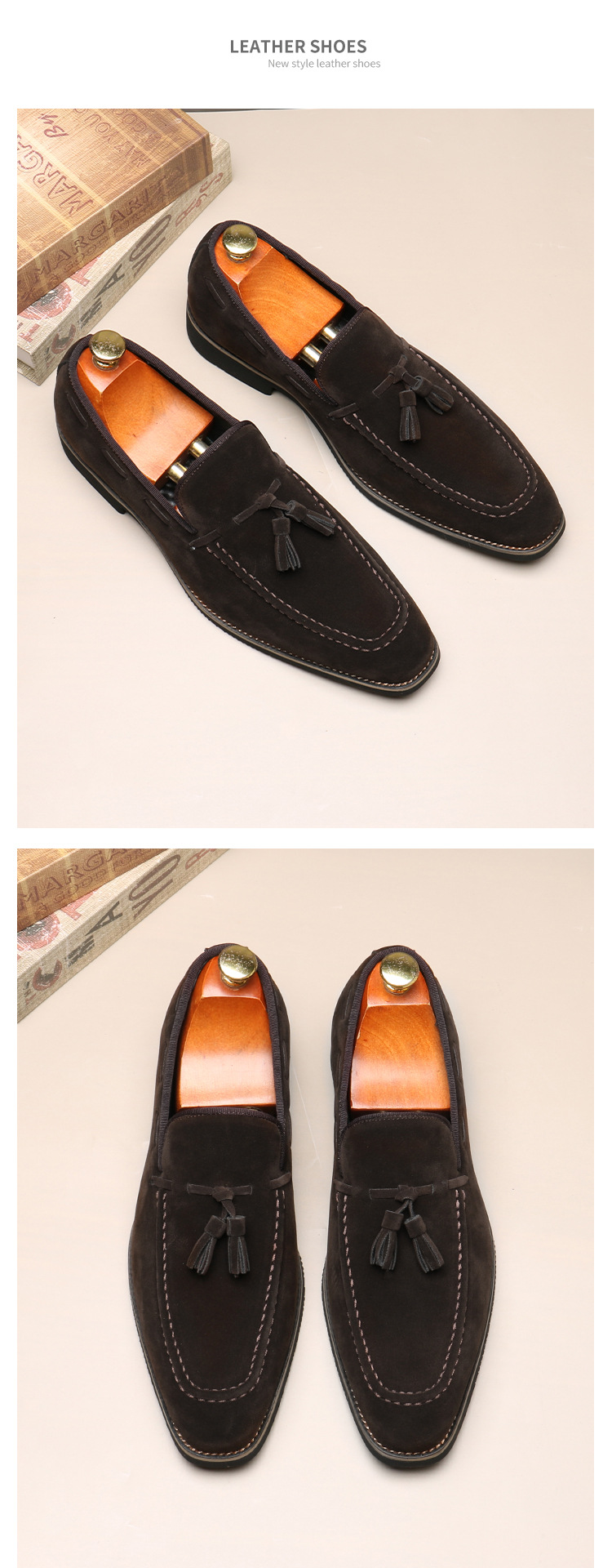 Mocassini con nappine da uomo, a punta, con piedini, casual, slip-on_voghion.com