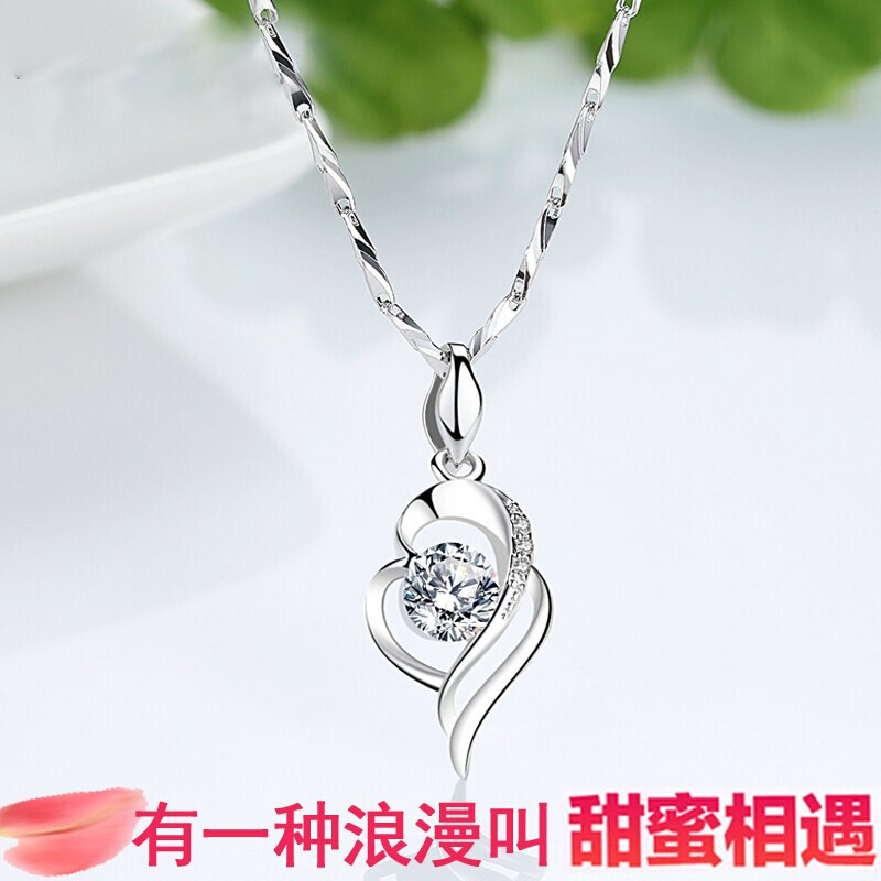 999純銀項鍊女日韓時尚鎖骨鏈足銀吊墜簡約首飾品學生生日禮物