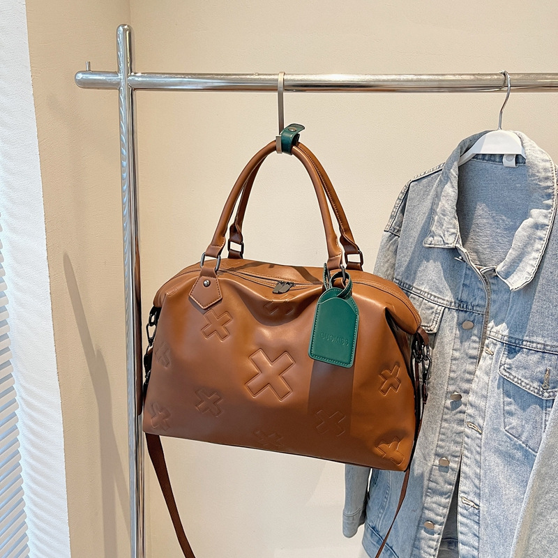 New Carry-On Travel Tote Bag Soft Leather Gym Bag For Women Fashionable Large Capacity Dry-Wet Separation Travel Bag - Thumbnail 6