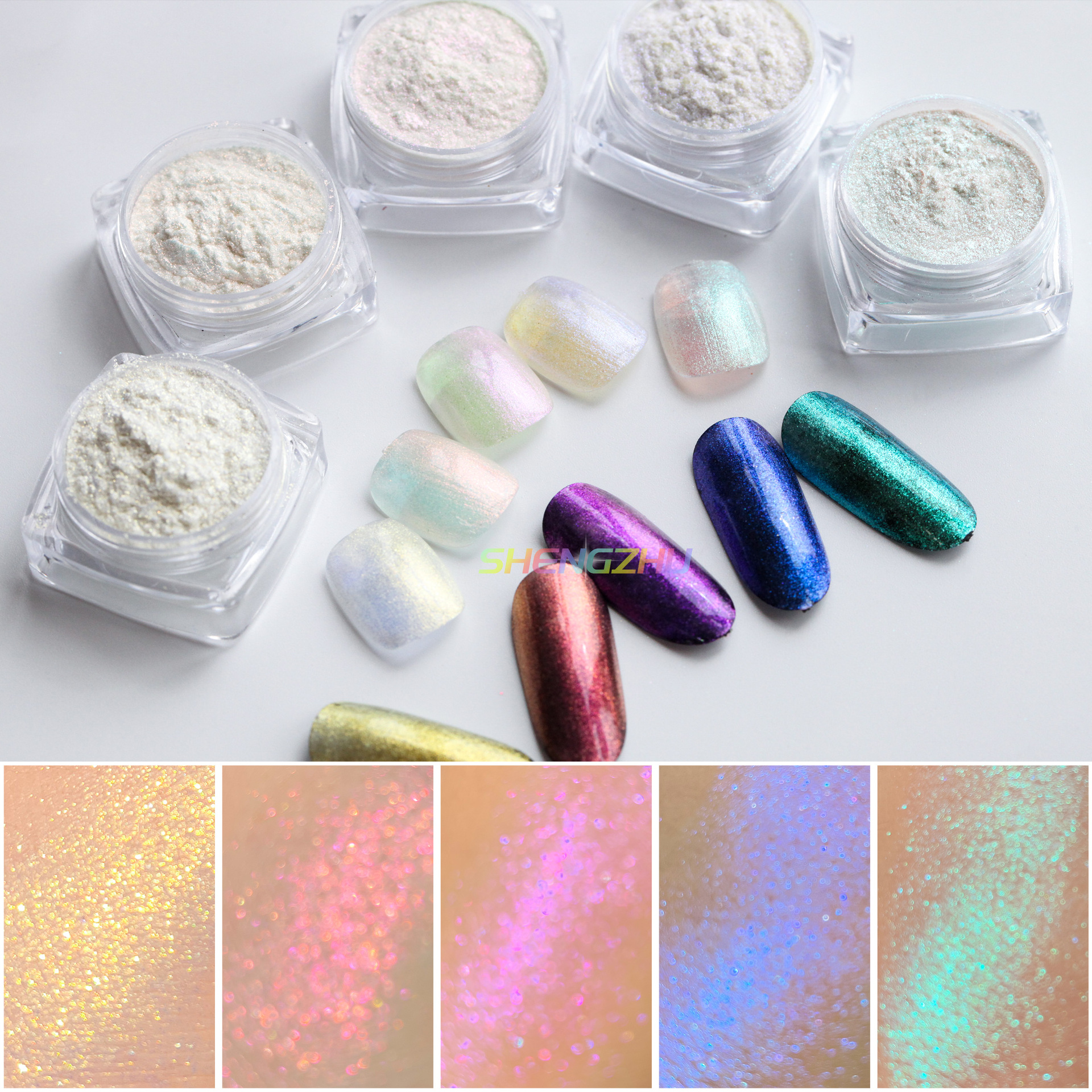 化妆品级合成氟金云母幻彩珠光粉 美甲彩妆鎏金沐浴露洗发水闪粉