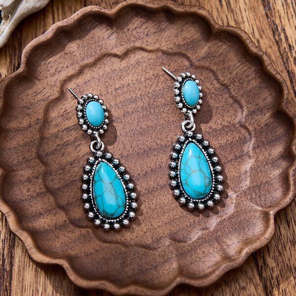 retro turquoise ethnic elegant earrings drop-shaped