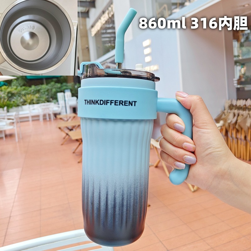 內覆陶瓷手把保温杯高颜值女士吸管杯桌面办公杯精美礼品水杯批发|undefined