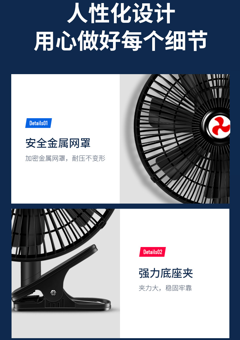 Car Fan 24V for Large Trucks, 12V for Vans, Strong Wind, Silent Car Fan, Cooling, Multi-Angle Adjustment