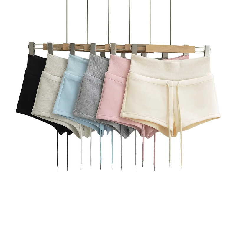 American Style Hot Girl Low Waist Turn-up Casual Home Shorts Women's Summer New Slim-fit Sports Drawstring Straight Hot Pants
