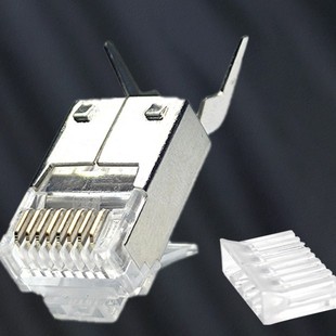 Industrial network cable connector with dovetail clip RJ45 ultra six shielding short body two-piece