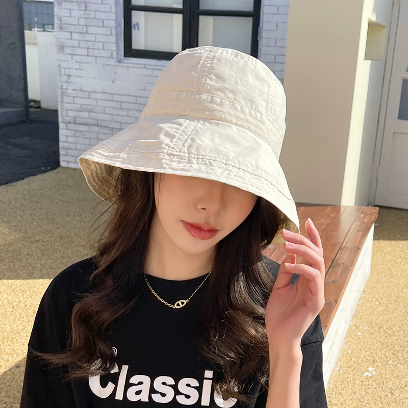 어부 모자 여자 봄 가을 자외선 차단 모자 캐주얼 챙이 큰 모자 남성 여름