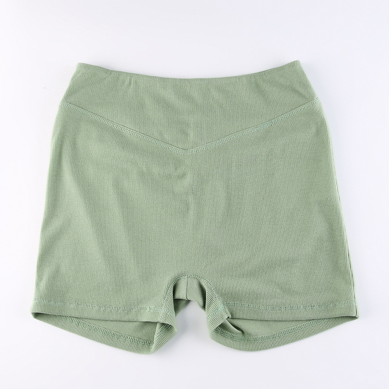 conjunto de yoga de pantalones cortos de cintura alta de color sólido de alto estiramiento corto recortado NSRUI109038