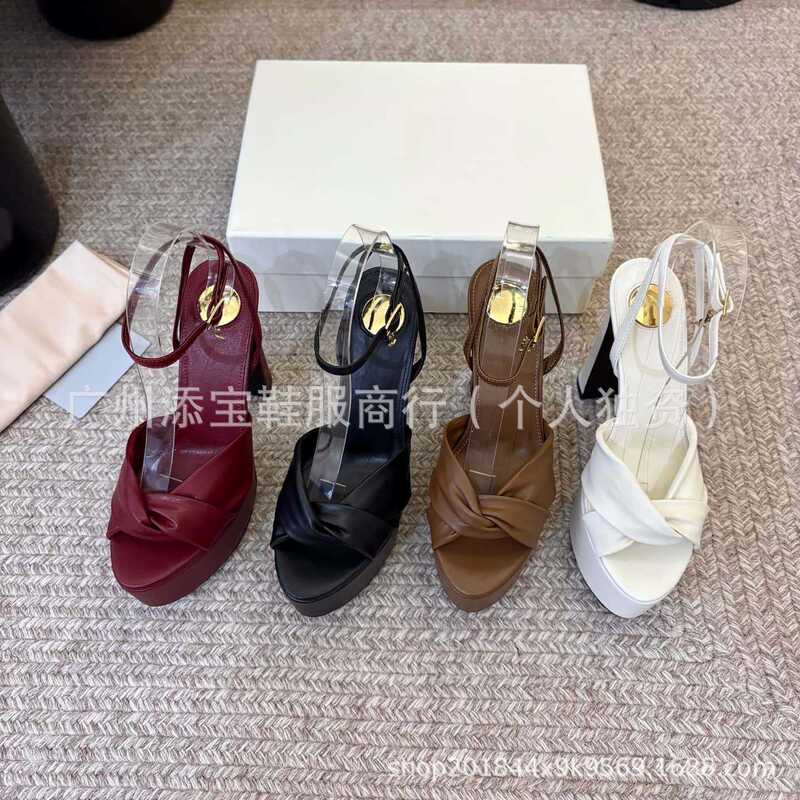High-end new model cross-strap open-toe platform chunky heel thick-soled sandals for women with buckle strap and silk high heel High-end new model cross-strap open-toe platform chunky heel thick-soled sandals for women with buckle strap and silk high heel