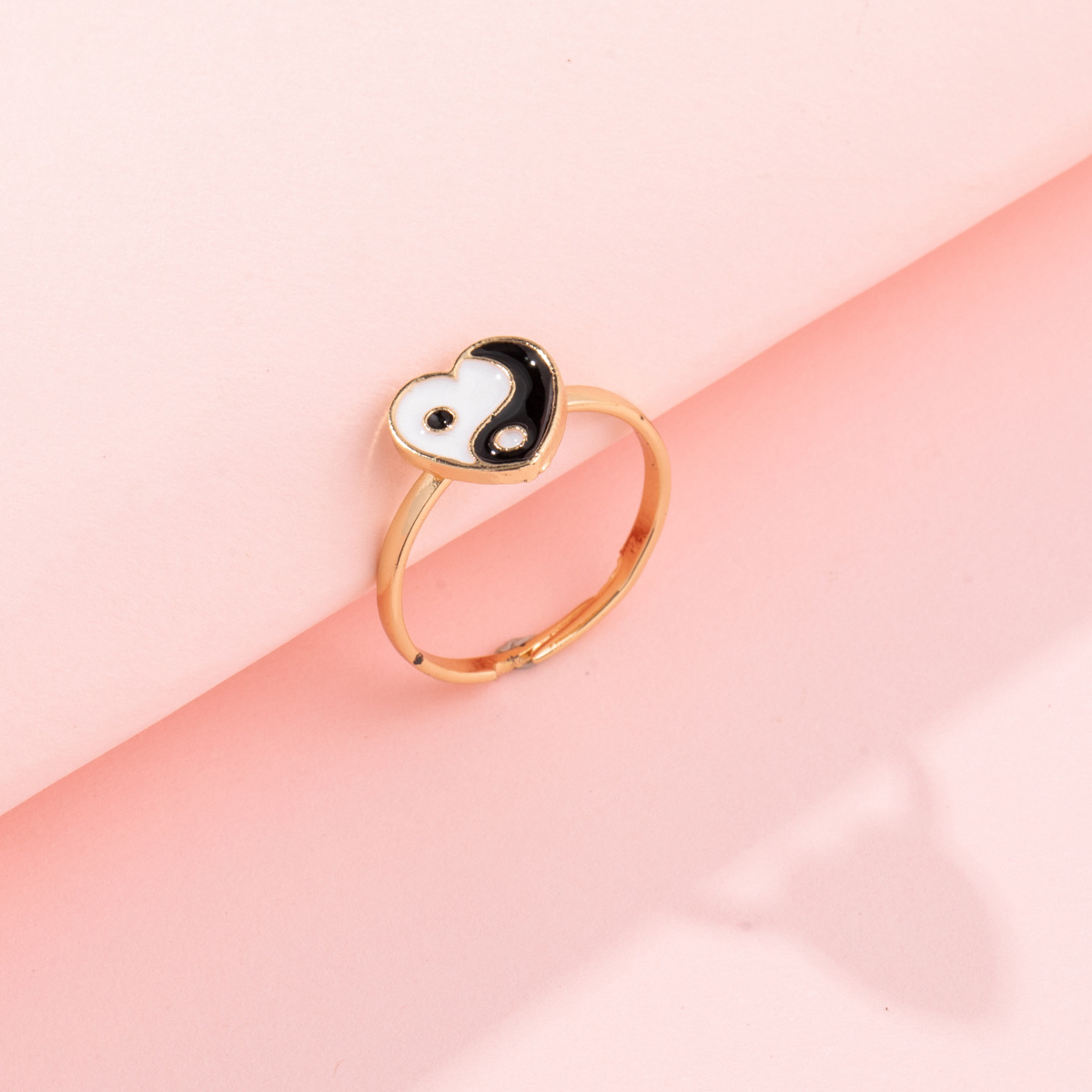 new cute cartoon heart-shaped butterfly ring personality simple dripping rainbow open ring