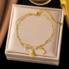 【B40】Double-layer starfish shell anklet gold
