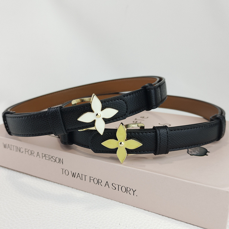 设计感小花皮带女士时尚百搭束腰装饰配牛仔裤内扣腰带2025新款