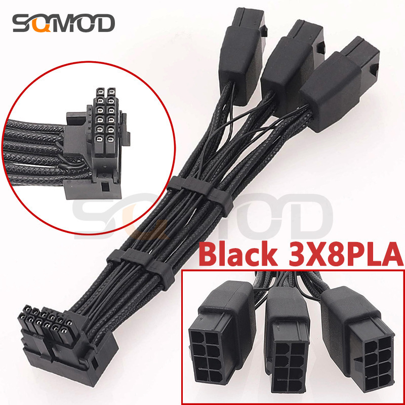 16AWG Embossed Wire 3x8pin 8PIN to 16Pin 12VHPWR Connector 90 Degree Elbow New Graphics Wire
