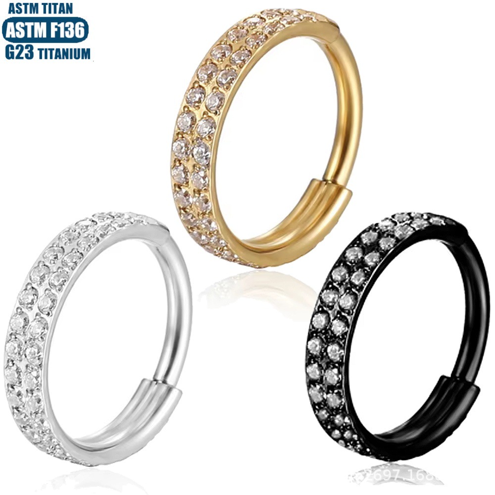 F136 titanium nose ring seamless ring multi-layer diamond nasal septum nose ring earrings puncture jewelry tragus perforated ear ring
