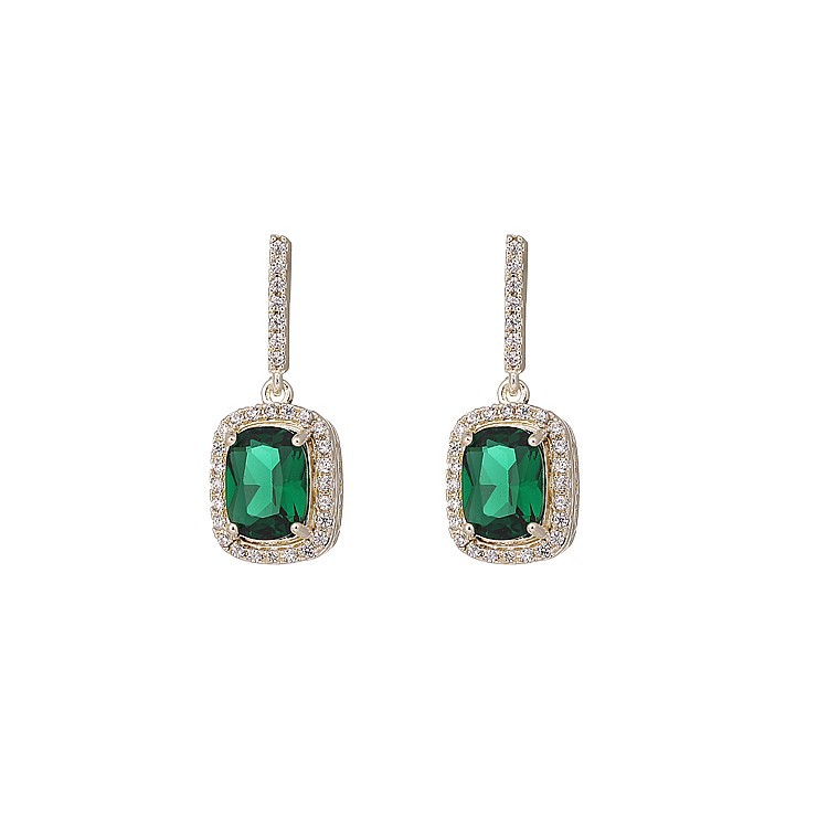 6g Weight Artificial Gemstones Inlay Material Earrings Classification Birthday, Festival Occasion Alloy Material Geometric Pattern Women'S Gender Plating Design White, Green Color Geometric Plating Alloy Artificial Gemstones Drop Earrings 11