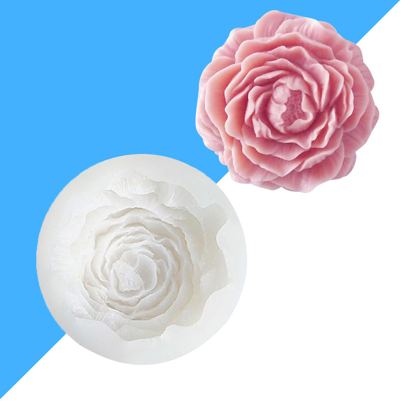 3D Peony Flower Aromatherapy Gel Dropping Ornaments diy Handmade Soap Candle Rose Fold Sugar Chocolate Cake Silicone Mold