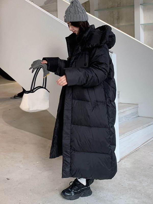 2023 más de rodilla larga chaqueta de algodón de plumón de invierno nuevo estilo coreano simple suelto grueso sombrero extraíble chaqueta de algodón image 5