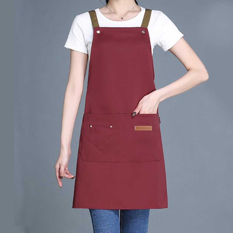 ケータリング用エプロン、カスタマイズされたロゴプリント、キッチン防水・耐油ウェイター作業服、ホルターネックロングエプロン|undefined