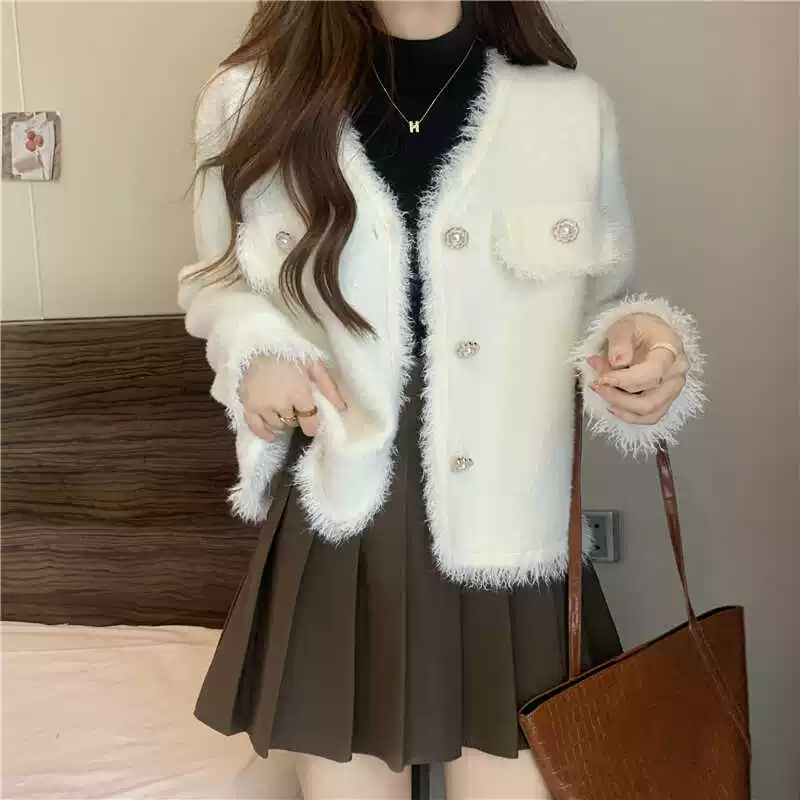 Демисезонный бархатный жакет‑кардиган (Chanel‑style), женский, one‑size, 2024, элегантная отделка