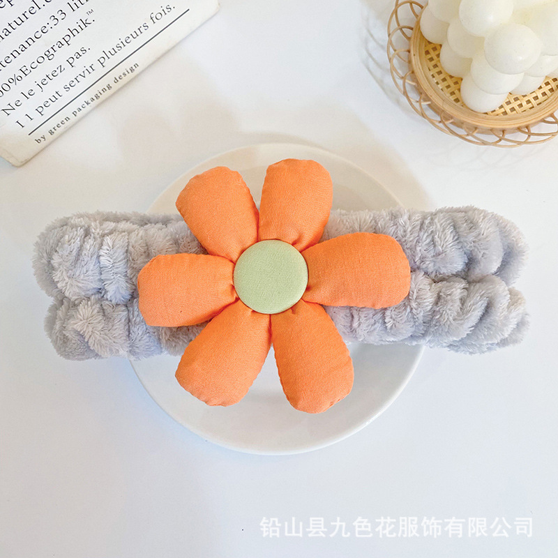 Estilo coreano creativo crisantemo flor banda de pelo Internet celebridad chica lavado de cara maquillaje lindo Super Hada diadema de punto accesorios para el cabello al por mayor