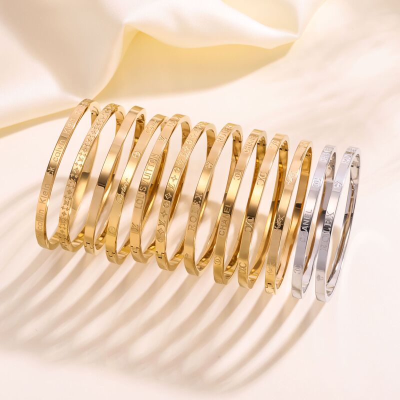 Titanium Steel Gold-Plated Bracelet, Popular Cross-Border Style in Europe and America, 4mm Designer Bracelet, 18K Waterproof, Non-Fading, Factory Direct Sale Titanium Steel Gold-Plated Bracelet, Popular Cross-Border Style in Europe and America, 4mm Designer Bracelet, 18K Waterproof, Non-Fading, Factory Direct Sale