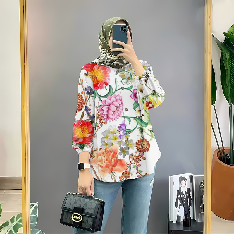 Fashionable Women's Shirts, Casual Shirts, Turkish Robes, Autum Long-Sleeved Printed Tops
