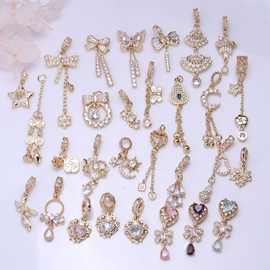 工厂批发美甲锆石指甲珍珠贝壳手链饰品网红流苏新款奢华锆石钻