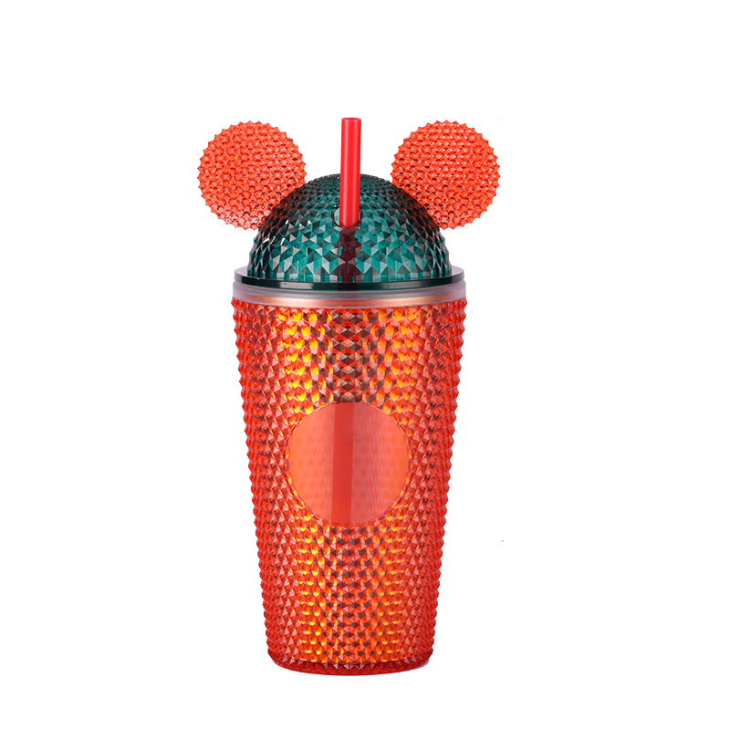 Nuevo estilo transfronterizo taza de agua para orejas de gato taza de paja para niños niños y niñas jardín de infantes bebé escuela primaria deportes botella de agua portátil