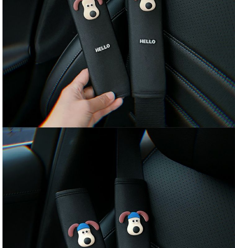 Car Head Dog Safety Belt Shoulder Pad Car Cartoon Cute Universal Safety Belt Cover Safety Belt Car Interior Decoration