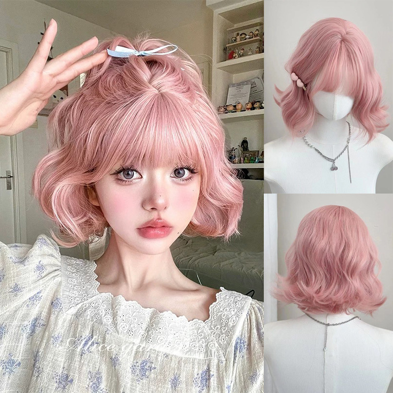 Fuchsia curly cute hair mesh for wig