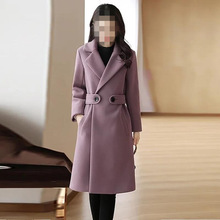 韩版毛呢西装外套女中长款2025新款秋冬女装收腰修身显瘦呢子大衣