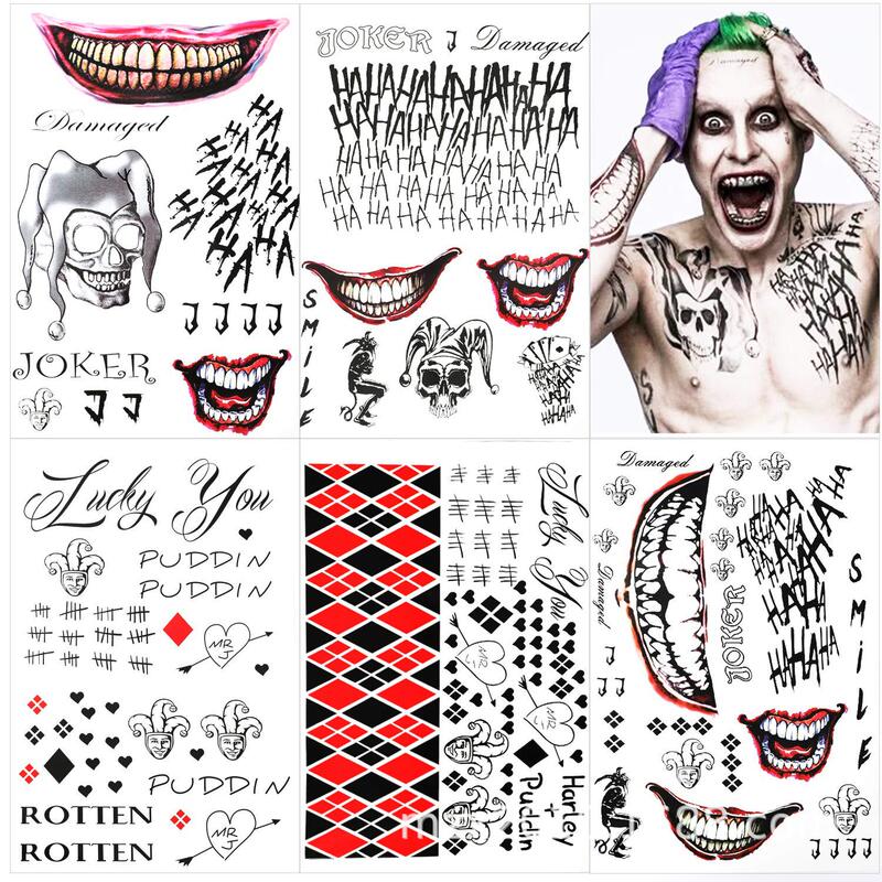 Halloween X Task Force Suicide Squad Tattoo Sticker Clown Woman Halle Quinn Clown Tattoo Sticker