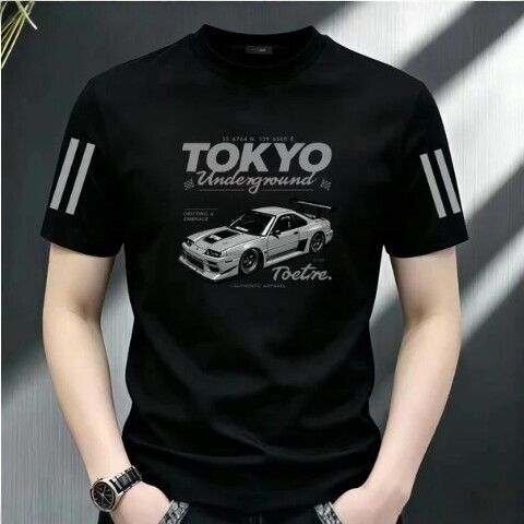 2026 New Men's Pure Cotton Short-Sleeved T-Shirt Tokyo Underground Style Printed Trendy Round Neck Casual Top 2026 New Men's Pure Cotton Short-Sleeved T-Shirt Tokyo Underground Style Printed Trendy Round Neck Casual Top