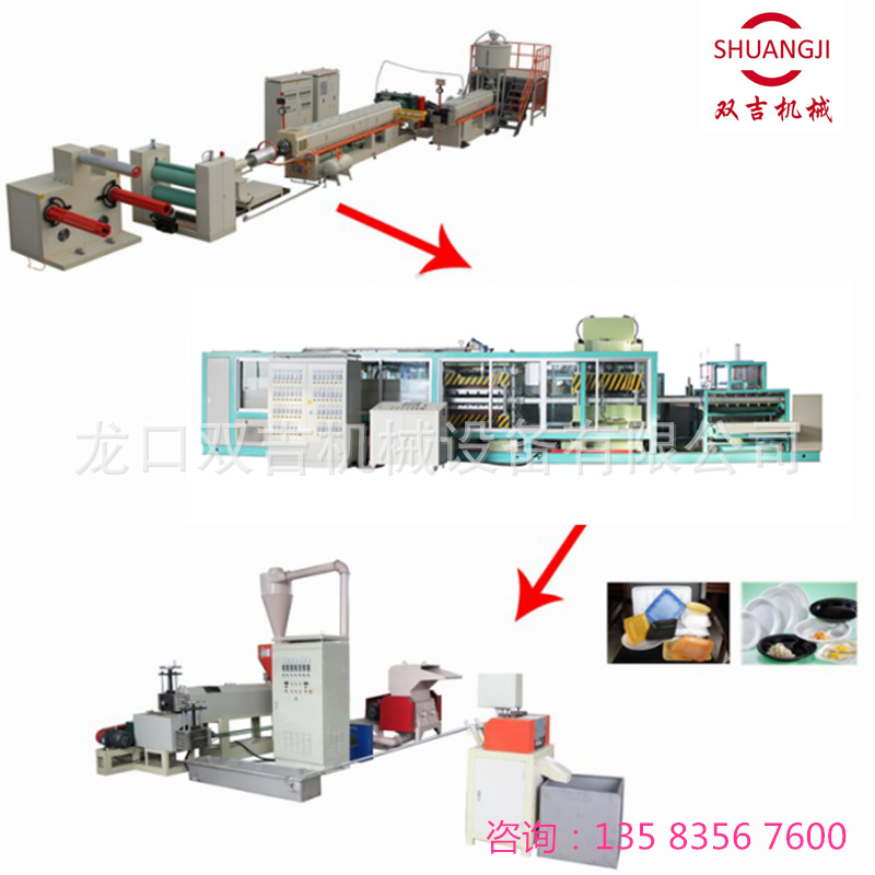 PS快餐盒片材机成型机水产托盘设备食品托盘生产线13583567600