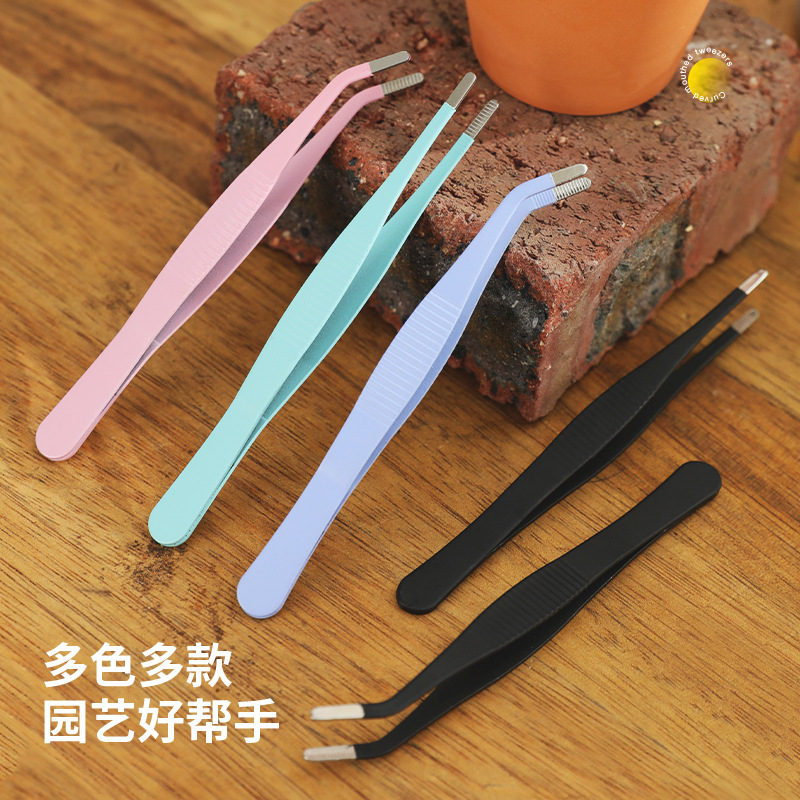 多肉不锈钢镊子直弯头diy微景观工具镊子夹子
