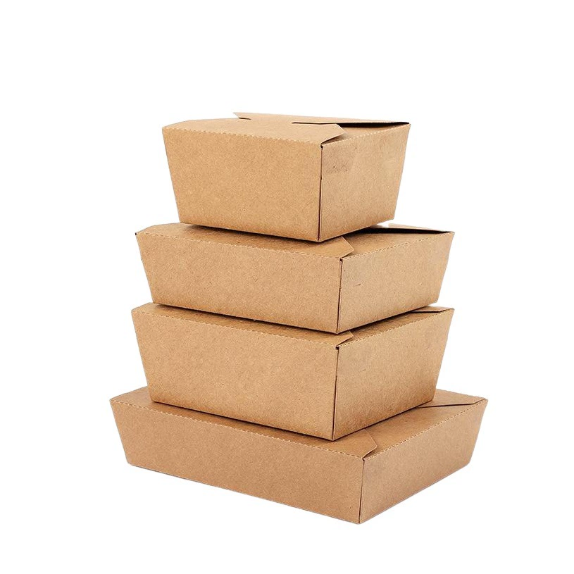 Одноразовая Упаковка из крафт-бумаги на вынос фаст-фуд фруктовый салат жареная курица суши бумажная коробка для завтрака можно настроить прямоугольный