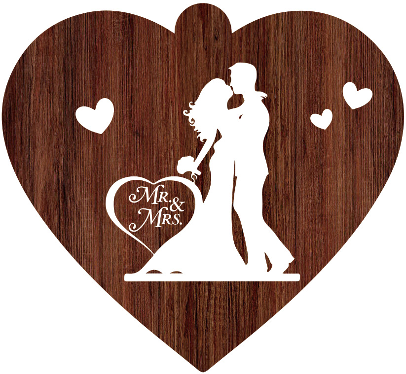 Mr.& Mrs 호두 색 양면 인쇄