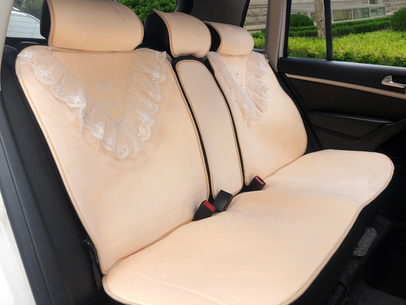 Korean Women's Lace New Car Seat Cushion Winter Plush Seat Cushion Short Plush Winter Fur Cushion Seat Cover