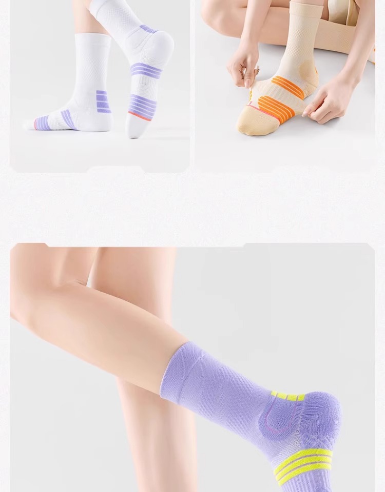 Women's Sports Socks Thickened Terry Cloth Sole For Marathon Military Training Badminton Tennis Basketball Spring Summer_desvips.com