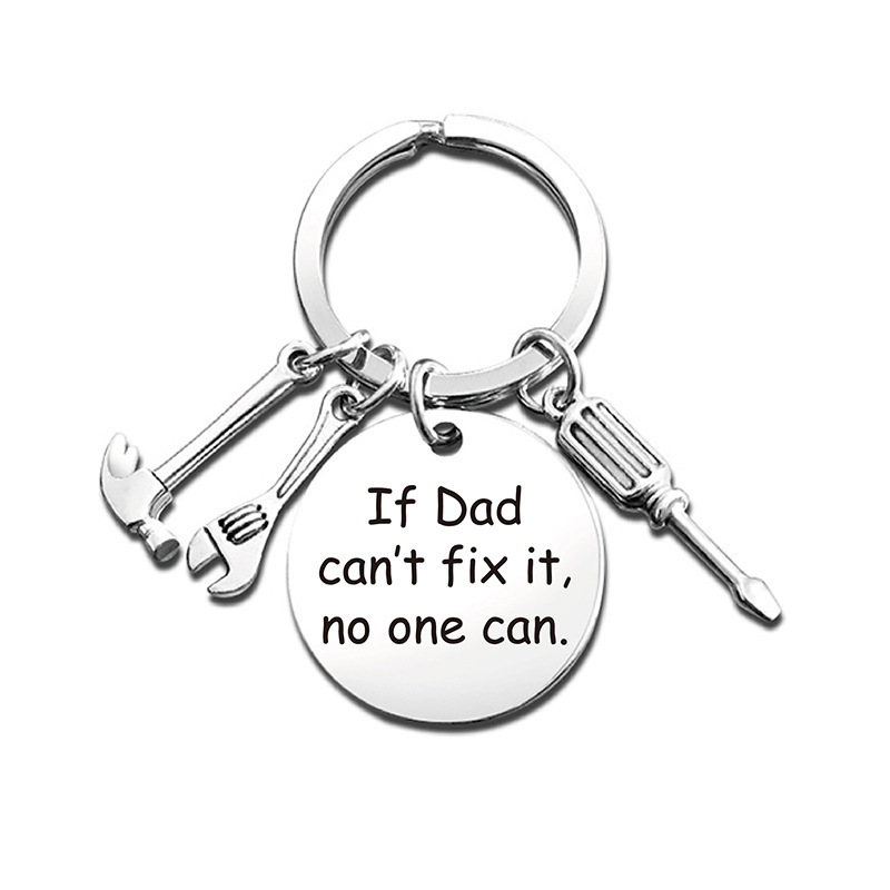 European and American Cross-border Father's Day Gift Dad Tool Hammer Screwdriver Wrench Metal Keychain Pendant Gift
