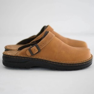 Flat Wedge Large Square Toe Rear Empty Shallow Mouth Men's Casual All-match Large Size Single-layer Shoes Sandals Slippers