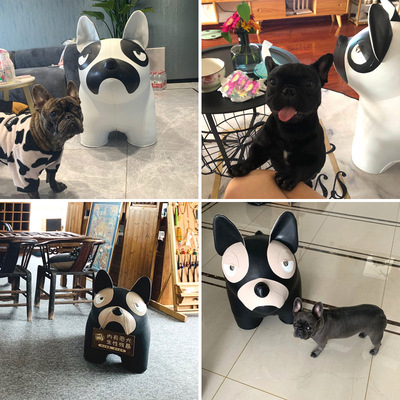 萌寵動物造型座椅皮質鬥牛犬凳子北歐落地客廳擺件換鞋凳法鬥坐凳