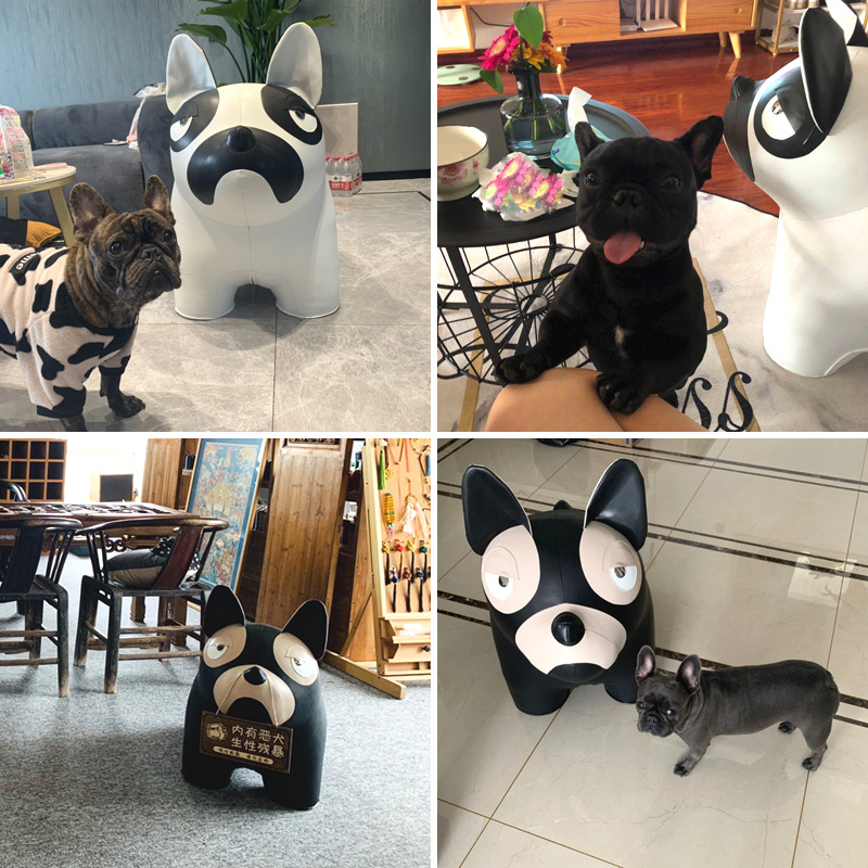 萌寵動物造型座椅皮質鬥牛犬凳子北歐落地客廳擺件換鞋凳法鬥坐凳