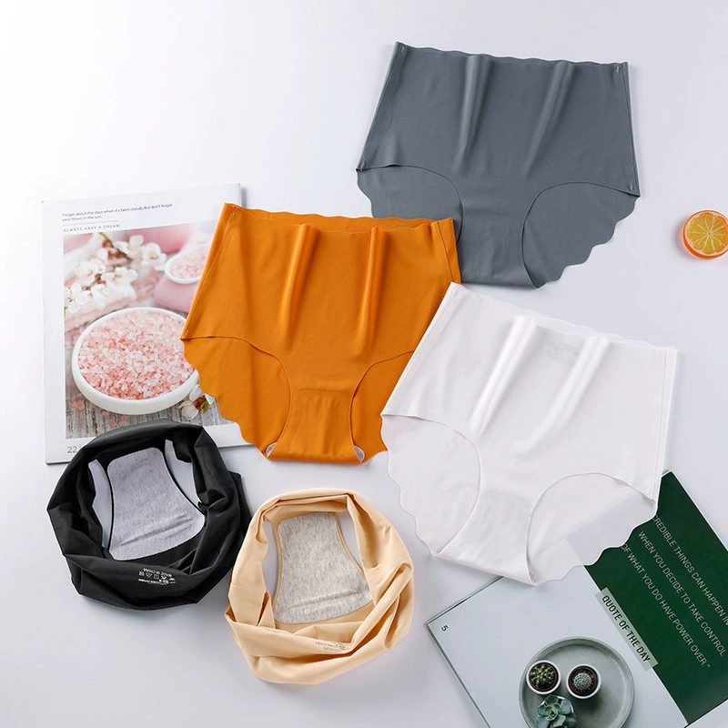 Нижнее белье с высокой талией Женские бесшовные хлопковые Дышащие бедра живота Ice Silk, женские трусы больших размеров, нижнее белье оптом