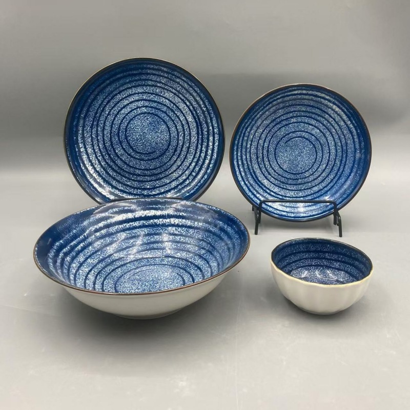 厂家批发创意日式窑变陶瓷餐具家用菜盘牛排盘平盘浅盘斗碗面碗