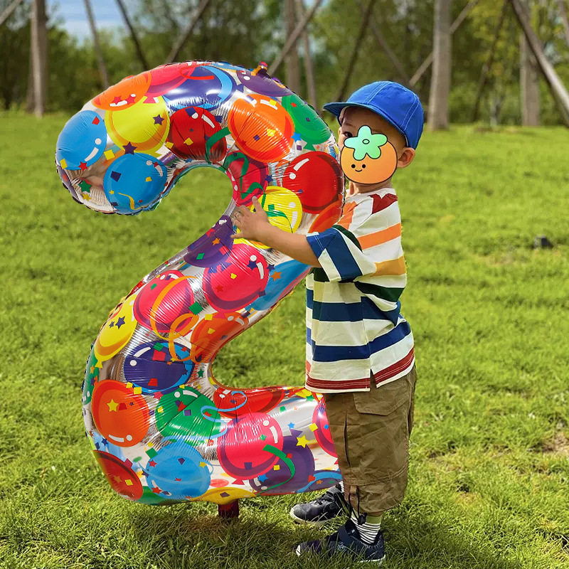 Oversized Color Digital Balloon for Boys and Girls Children's Birthday Party Decoration Arrangement Atmosphere Photo Props