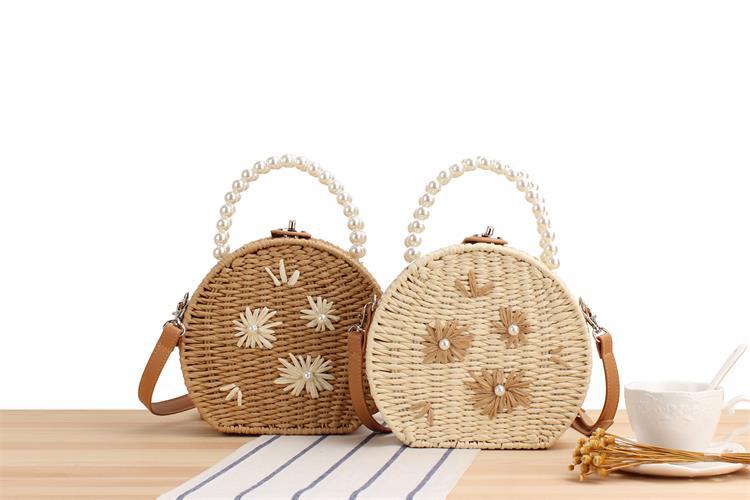 485g Weight Polyester Cotton Lining Material Lock clasp Closure Type Single Shoulder Strap Strap Type Straw Bag Bags Type Women's Small Straw Solid Color Vintage Style Classic Style Semicircle Lock Clasp Straw Bag
